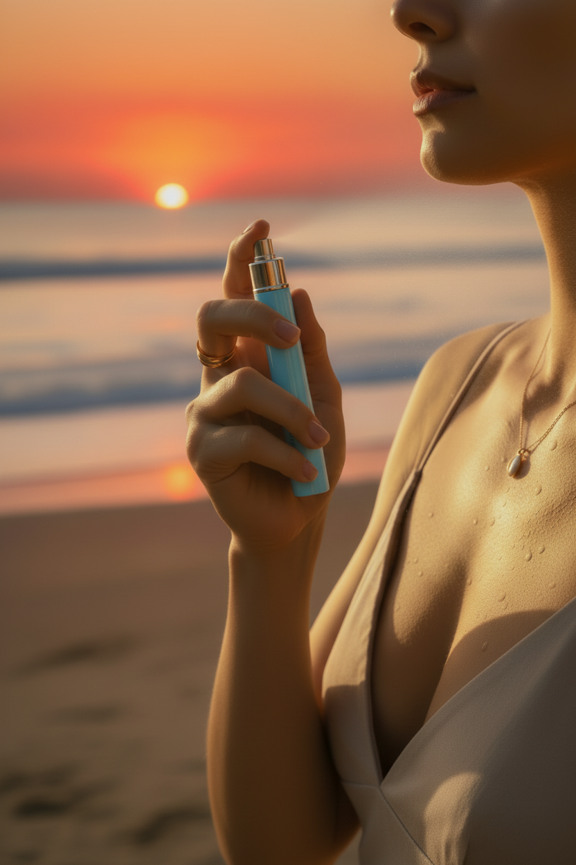 Skyblue – Strand Sonnenuntergang Frau v2